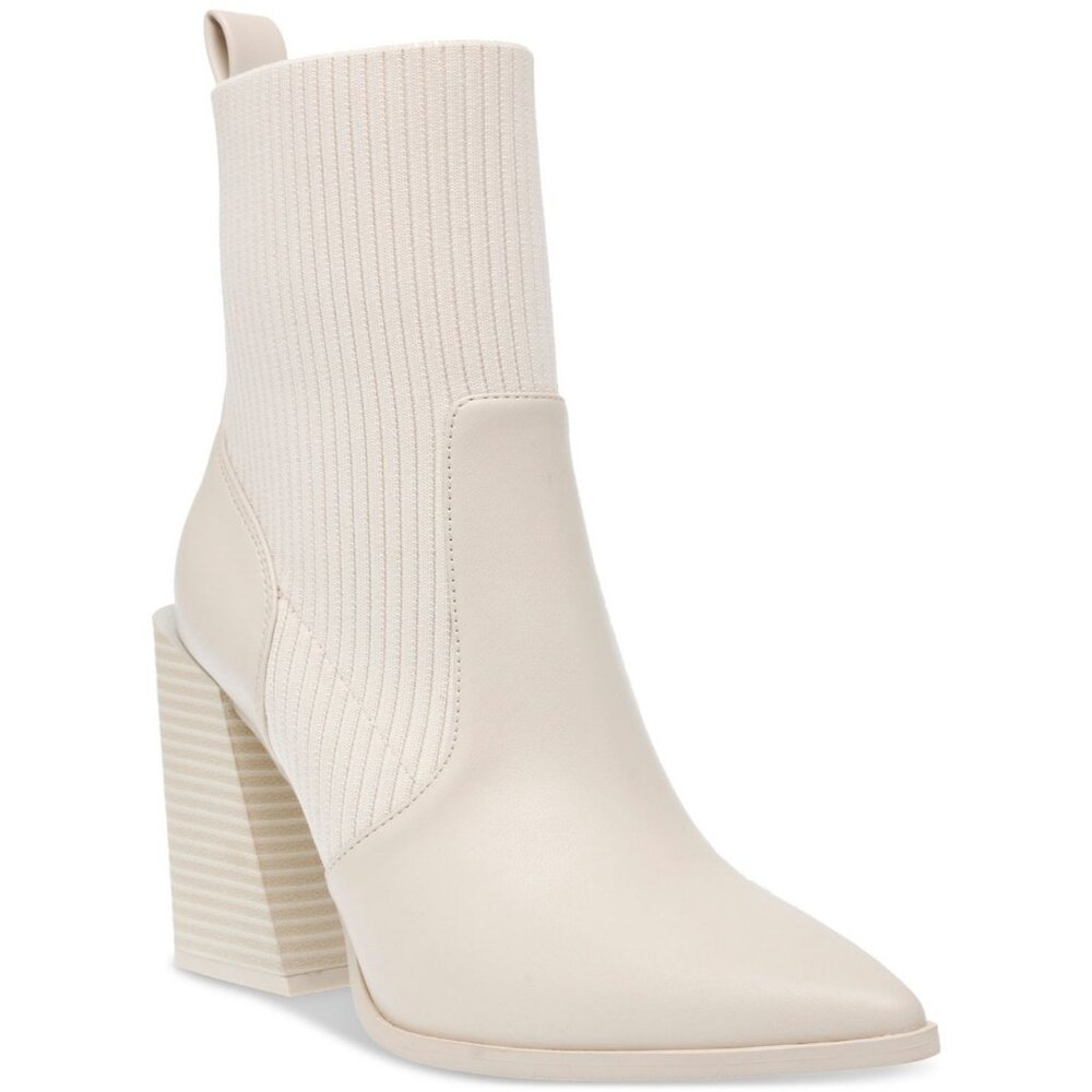 Wild Pair Womens Trinityy Pointed Toe Pull On Knit Boots White Size 9M Defected
